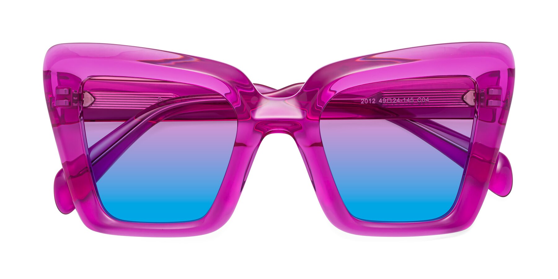 Folded Front of Swan in Crystal Purple with Pink / Blue Gradient Lenses