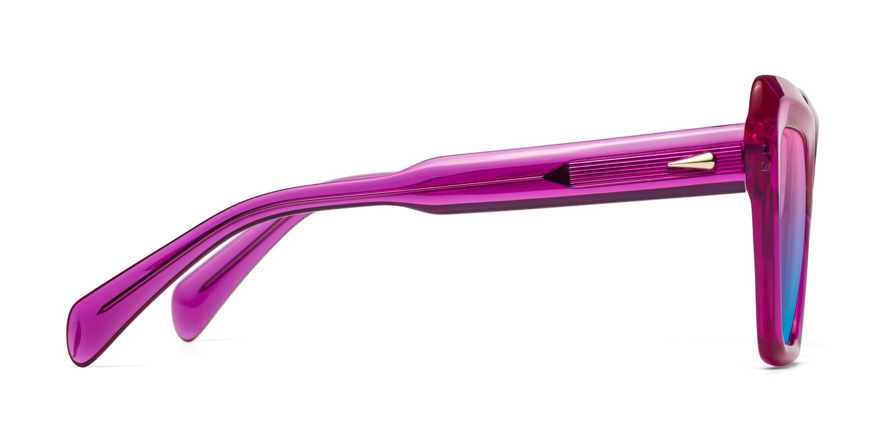 Side of Swan in Crystal Purple with Pink / Blue Gradient Lenses
