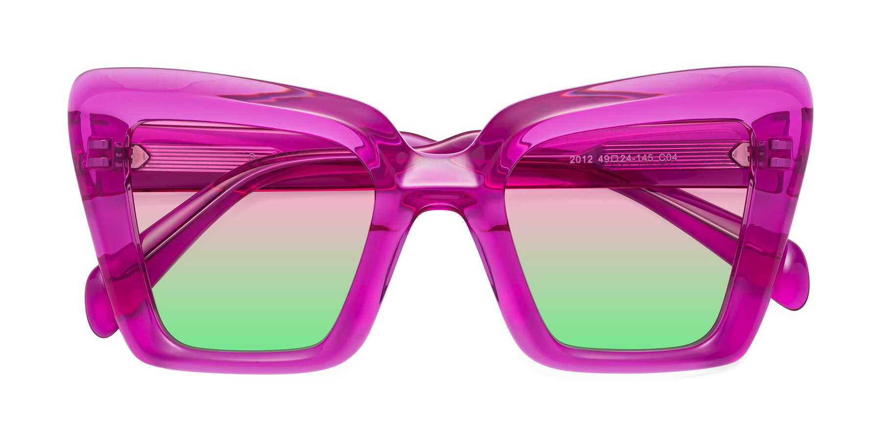 Folded Front of Swan in Crystal Purple with Pink / Green Gradient Lenses