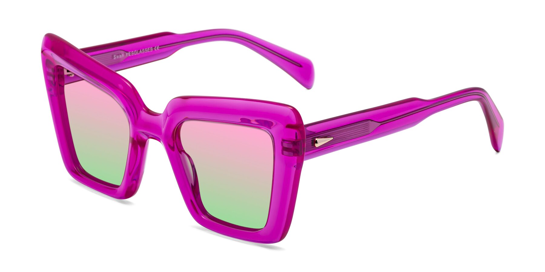Angle of Swan in Crystal Purple with Pink / Green Gradient Lenses