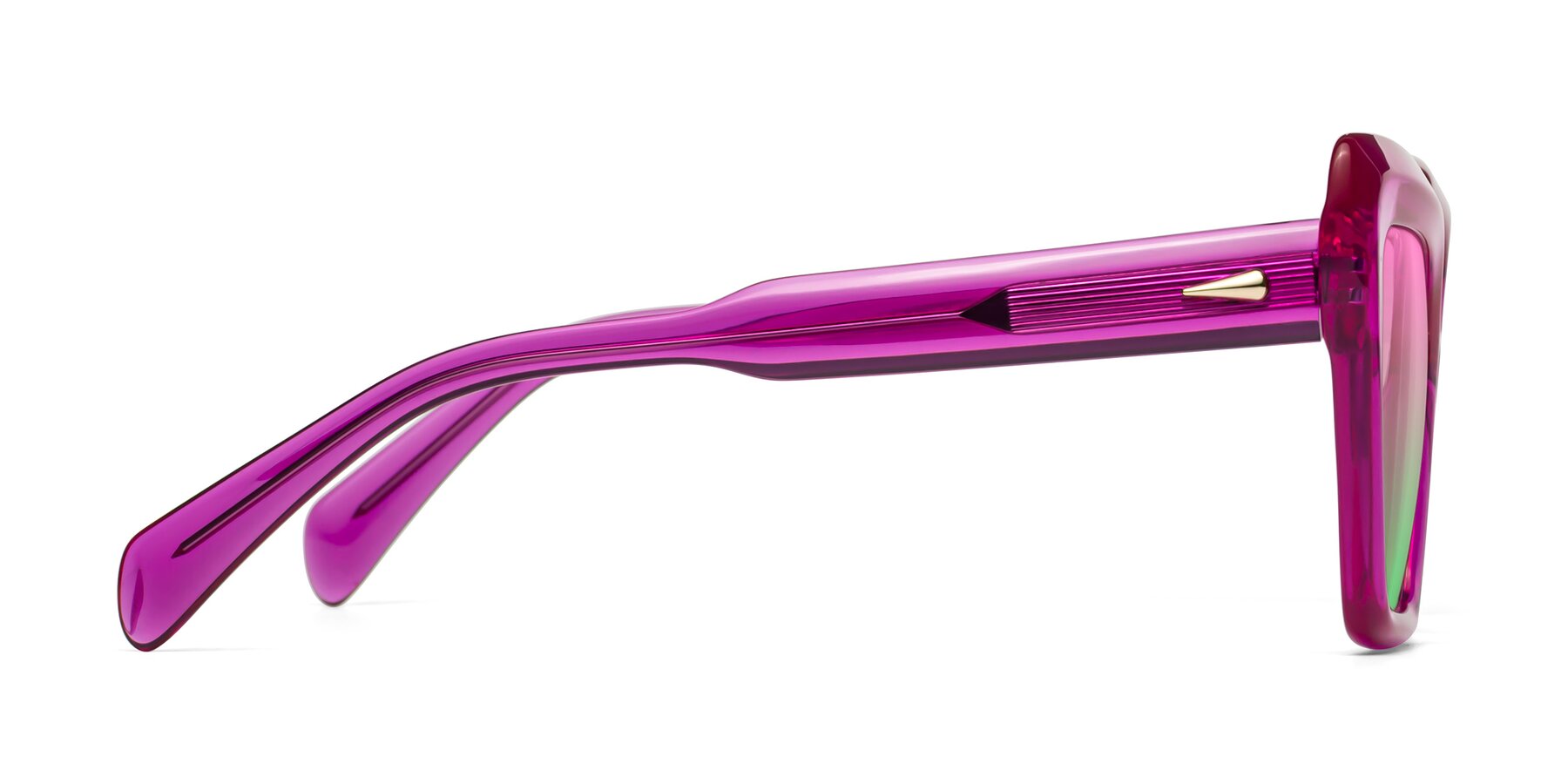 Side of Swan in Crystal Purple with Pink / Green Gradient Lenses