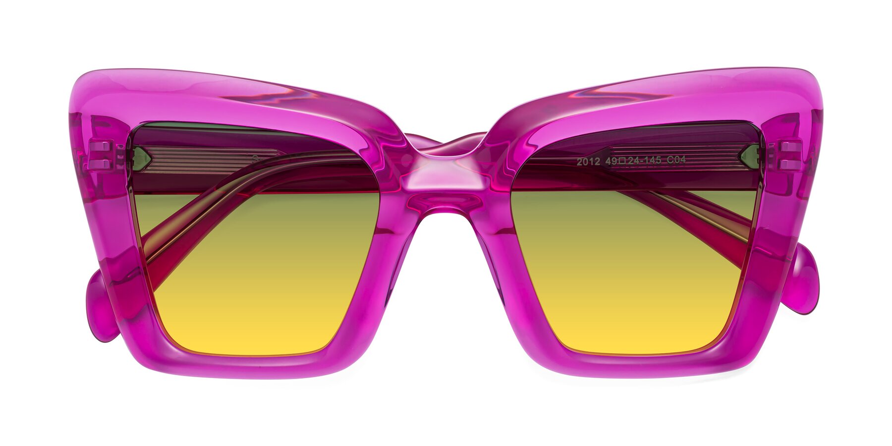 Folded Front of Swan in Crystal Purple with Green / Yellow Gradient Lenses