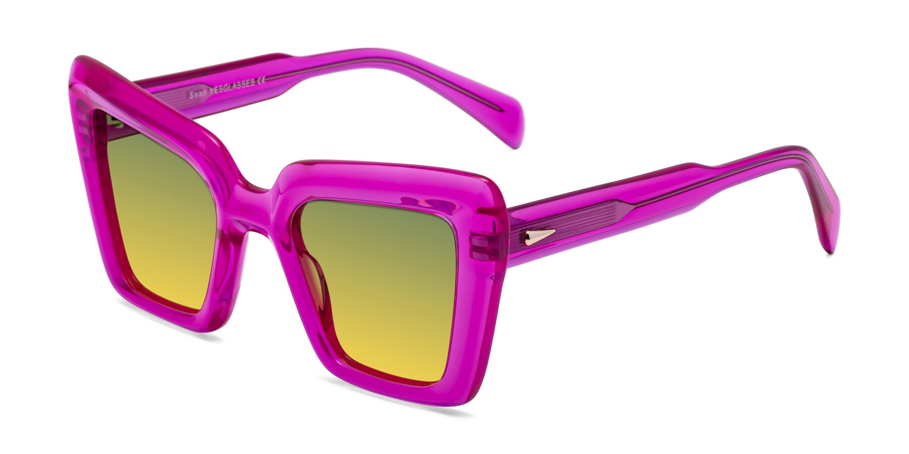 Angle of Swan in Crystal Purple with Green / Yellow Gradient Lenses