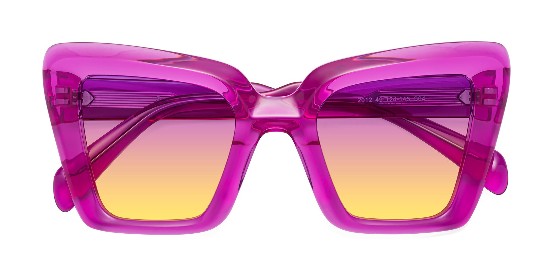 Folded Front of Swan in Crystal Purple with Purple / Yellow Gradient Lenses