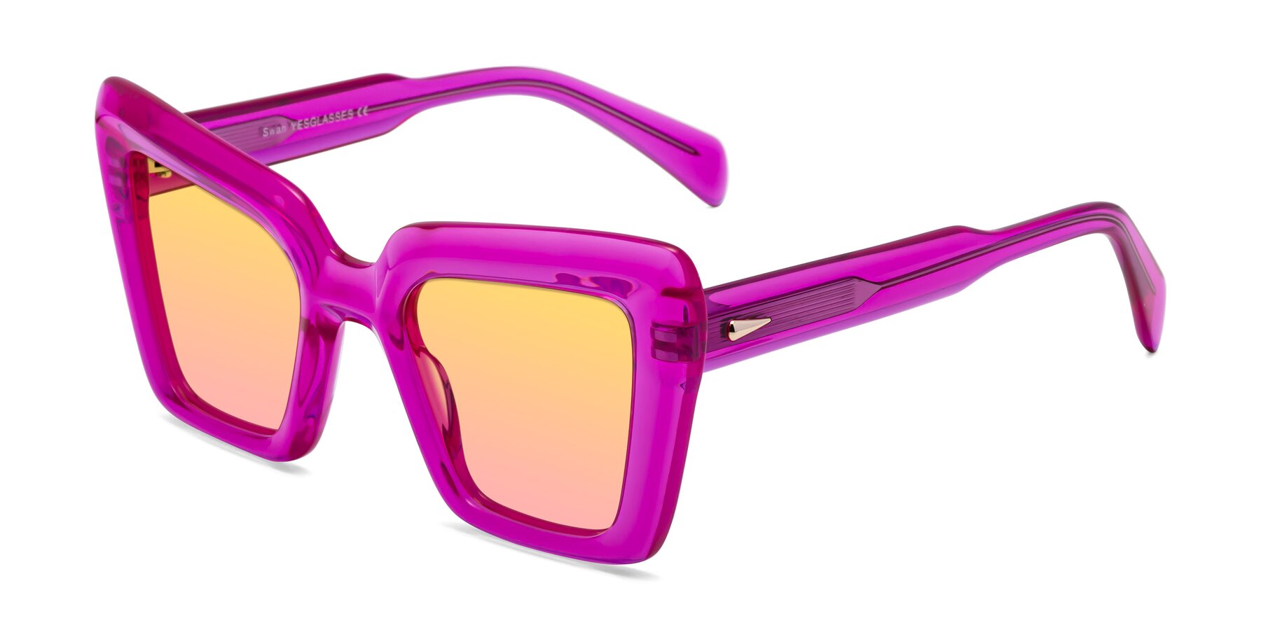 Angle of Swan in Crystal Purple with Yellow / Pink Gradient Lenses