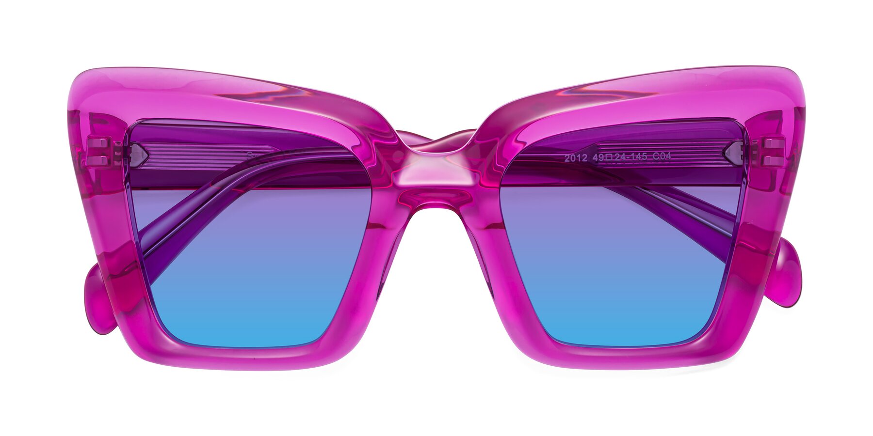 Folded Front of Swan in Crystal Purple with Purple / Blue Gradient Lenses