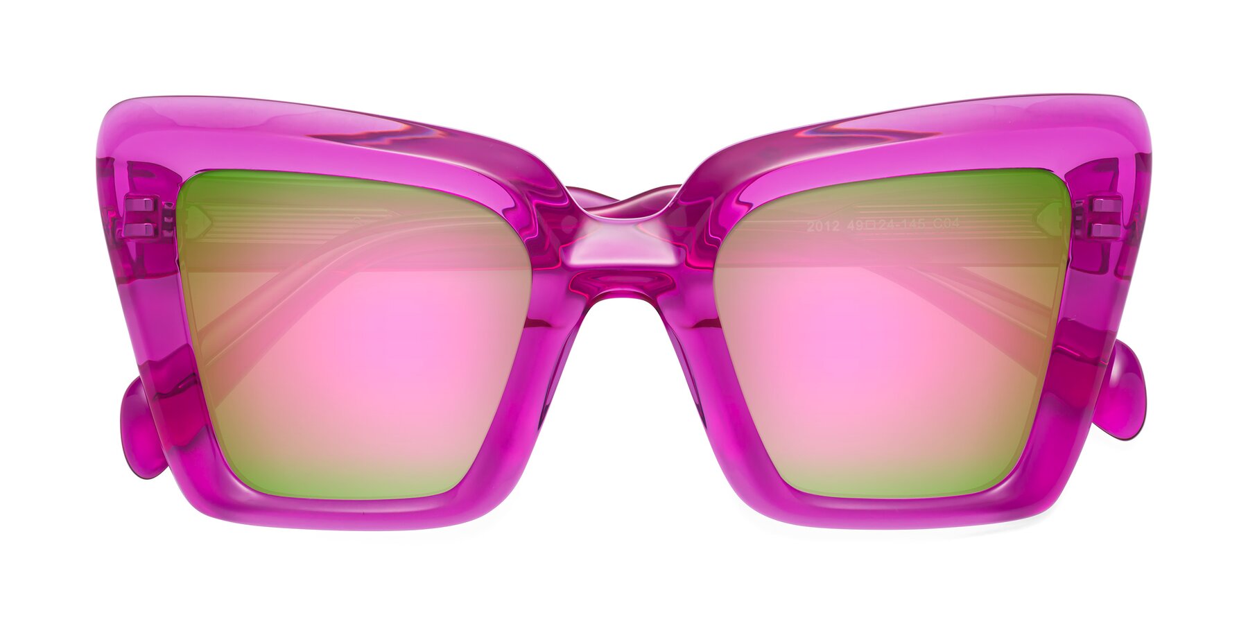 Folded Front of Swan in Crystal Purple with Pink Mirrored Lenses