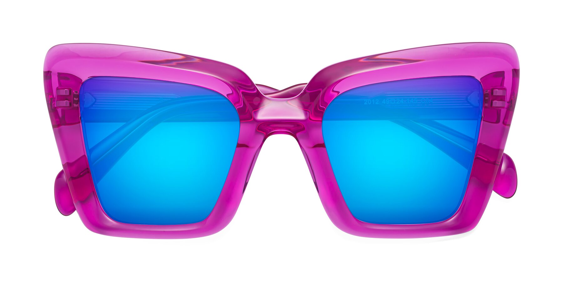 Folded Front of Swan in Crystal Purple with Blue Mirrored Lenses