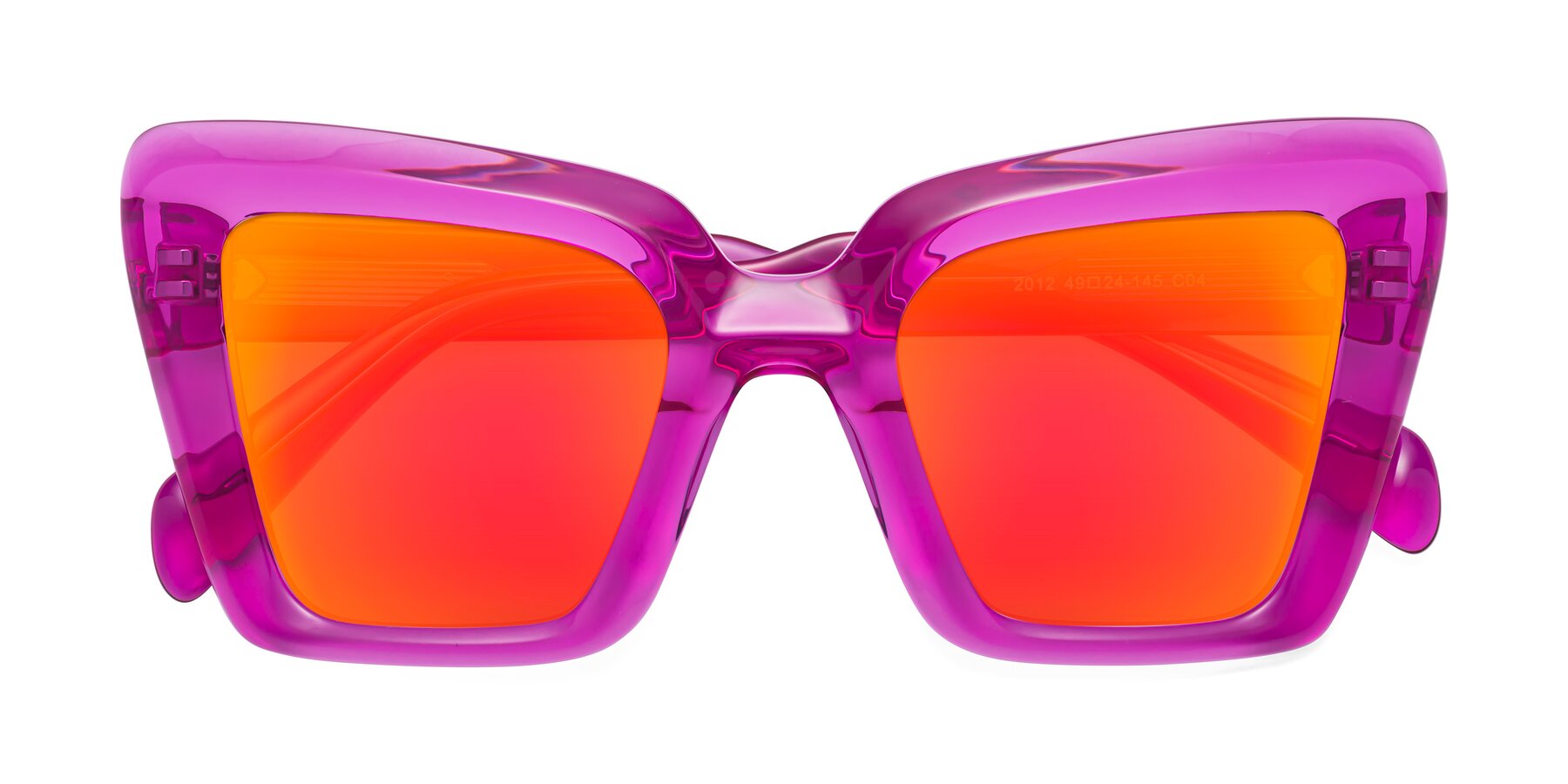Folded Front of Swan in Crystal Purple with Red Gold Mirrored Lenses