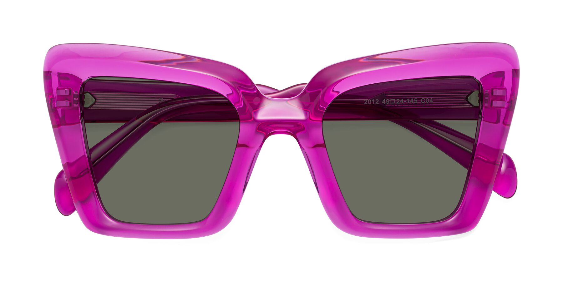 Folded Front of Swan in Crystal Purple with Gray Polarized Lenses