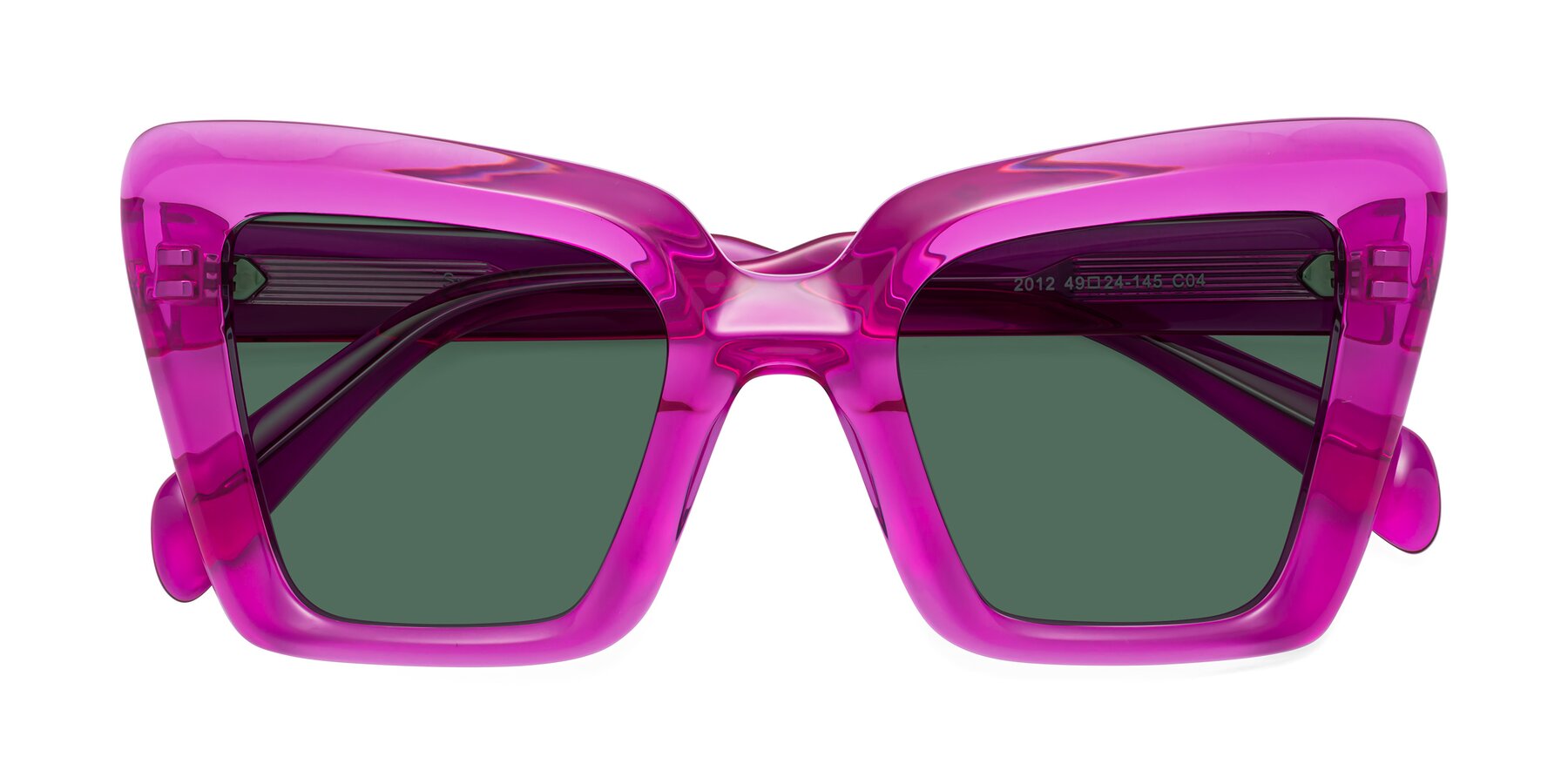 Folded Front of Swan in Crystal Purple with Green Polarized Lenses