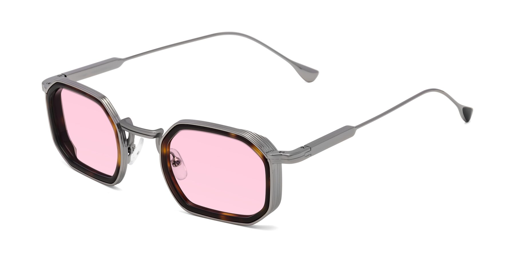 Angle of Fresh in Tortoise-Silver with Light Pink Tinted Lenses