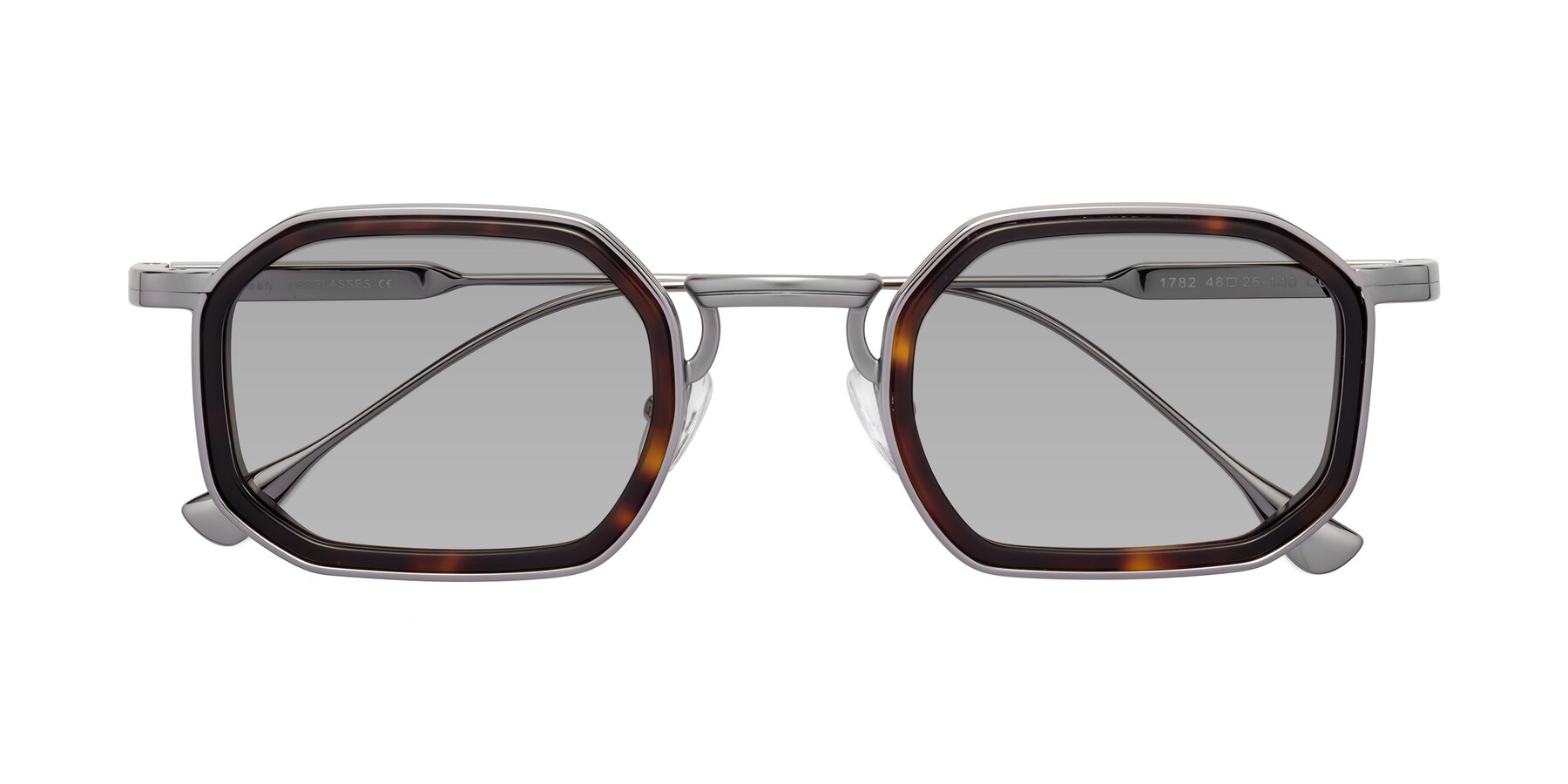 Folded Front of Fresh in Tortoise-Silver with Light Gray Tinted Lenses