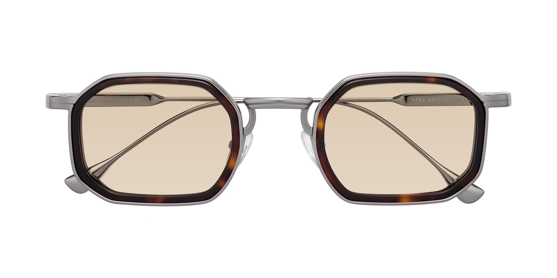 Folded Front of Fresh in Tortoise-Silver with Light Brown Tinted Lenses