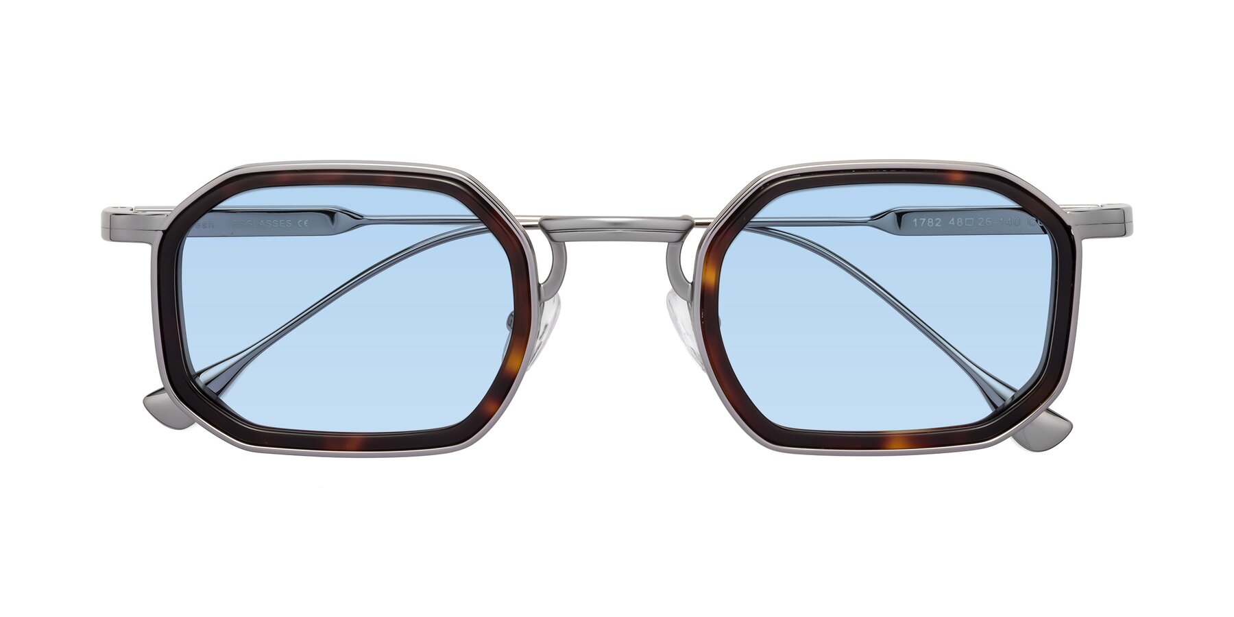 Folded Front of Fresh in Tortoise-Silver with Light Blue Tinted Lenses