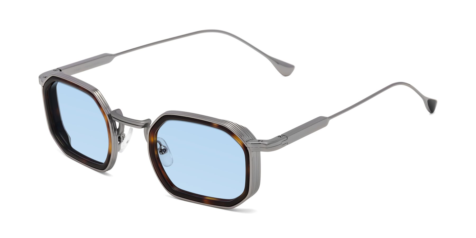 Angle of Fresh in Tortoise-Silver with Light Blue Tinted Lenses