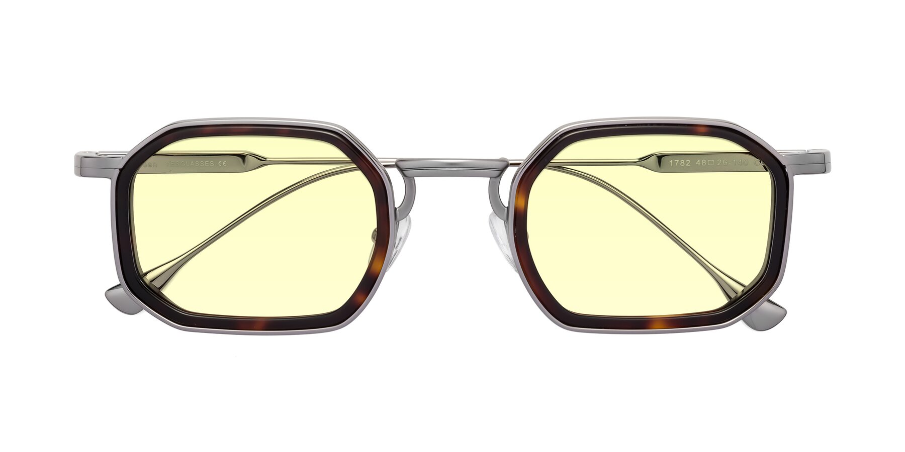 Folded Front of Fresh in Tortoise-Silver with Light Yellow Tinted Lenses