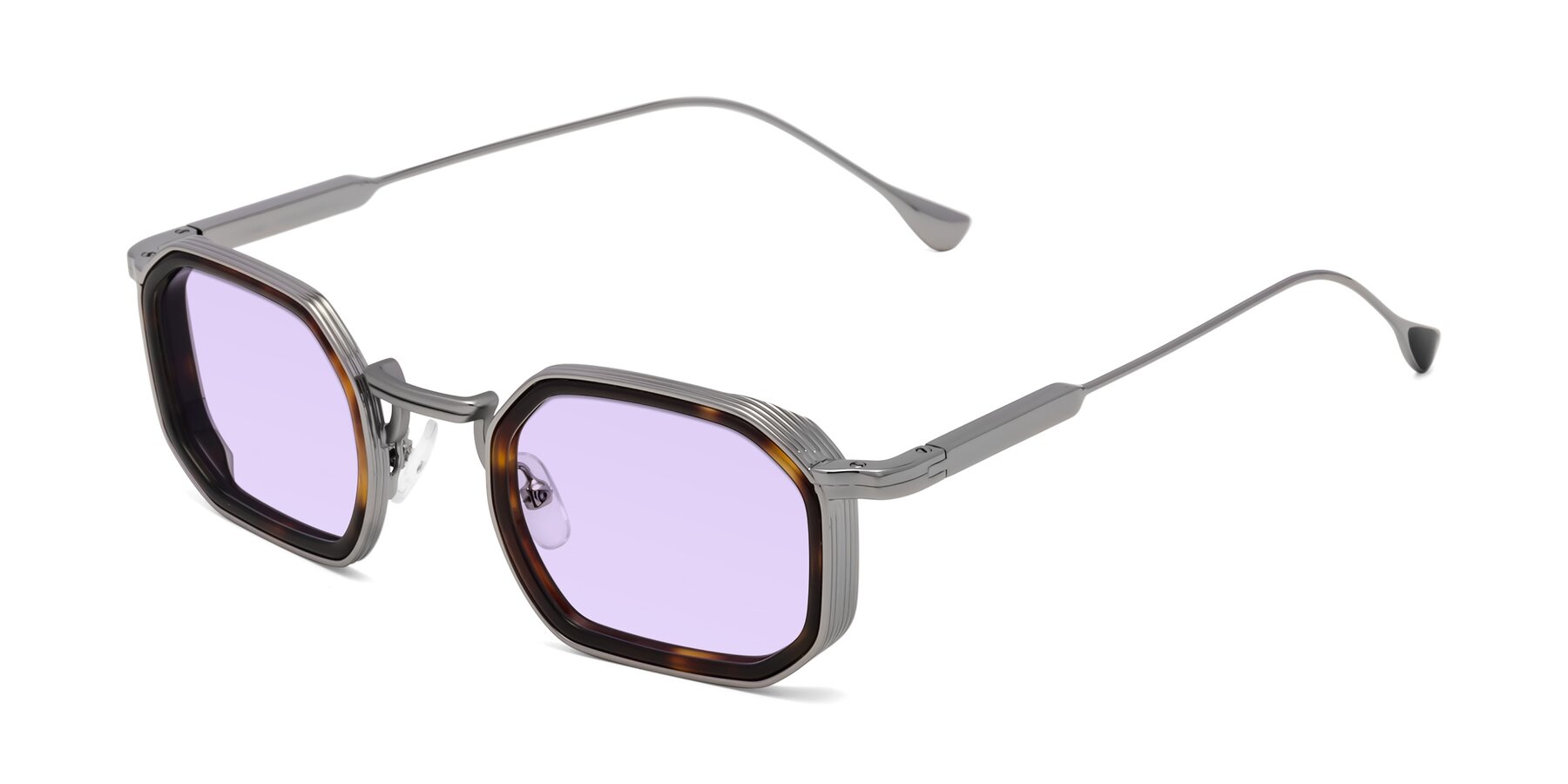 Angle of Fresh in Tortoise-Silver with Light Purple Tinted Lenses