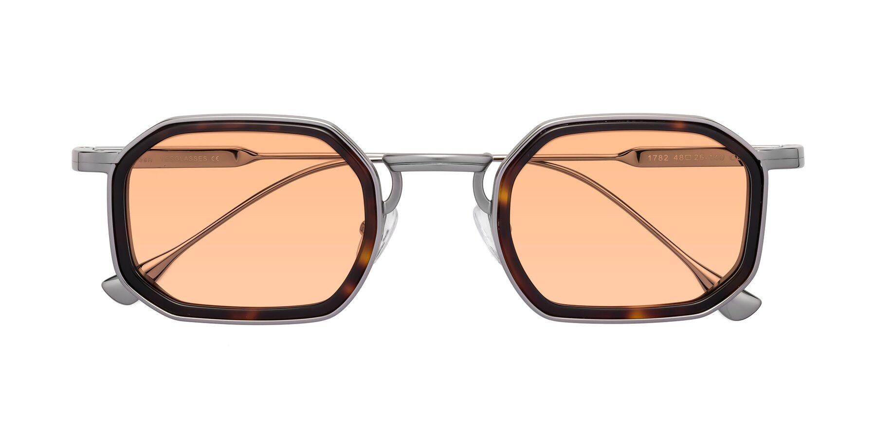 Folded Front of Fresh in Tortoise-Silver with Light Orange Tinted Lenses