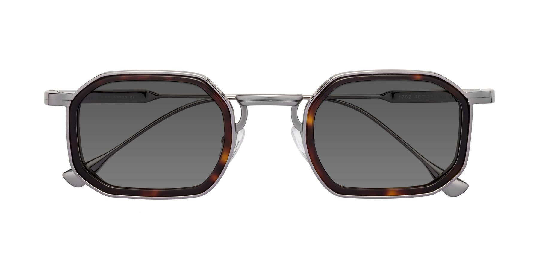 Folded Front of Fresh in Tortoise-Silver with Medium Gray Tinted Lenses