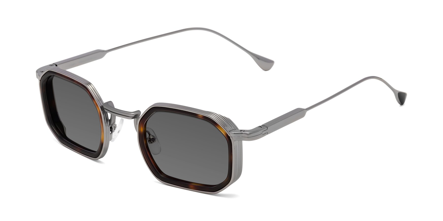 Angle of Fresh in Tortoise-Silver with Medium Gray Tinted Lenses