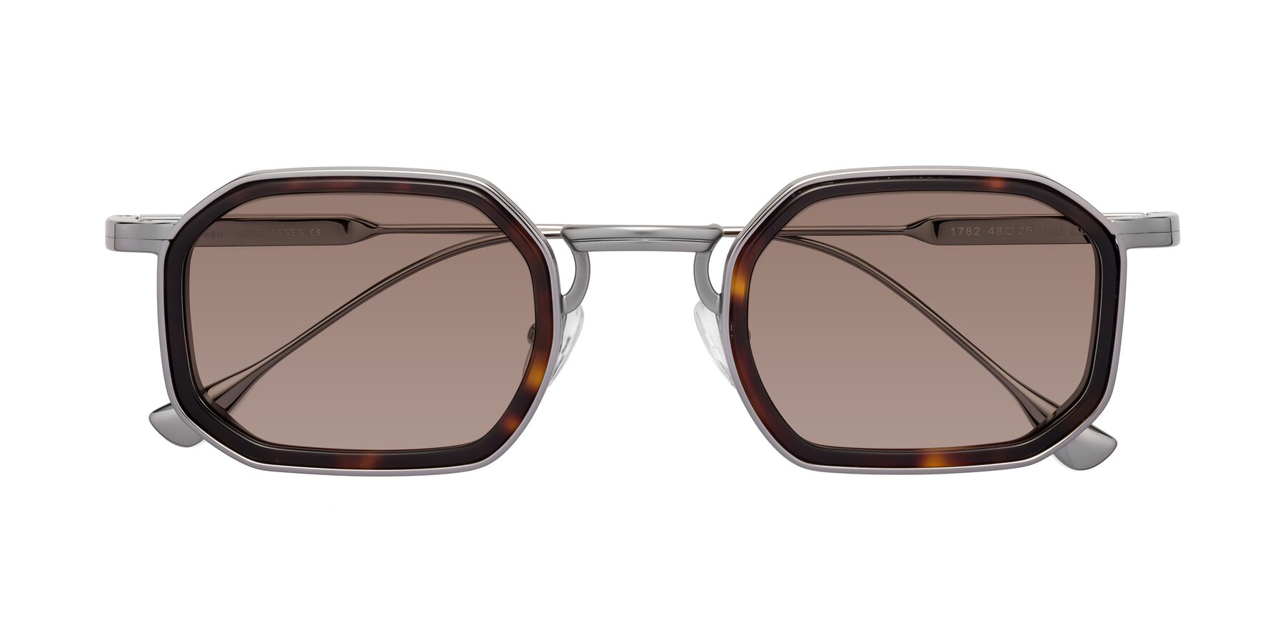Folded Front of Fresh in Tortoise-Silver with Medium Brown Tinted Lenses