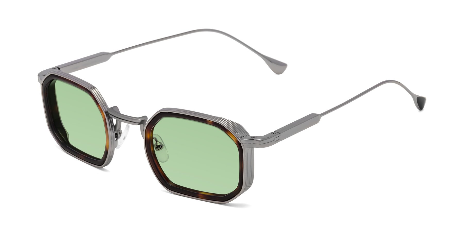 Angle of Fresh in Tortoise-Silver with Medium Green Tinted Lenses