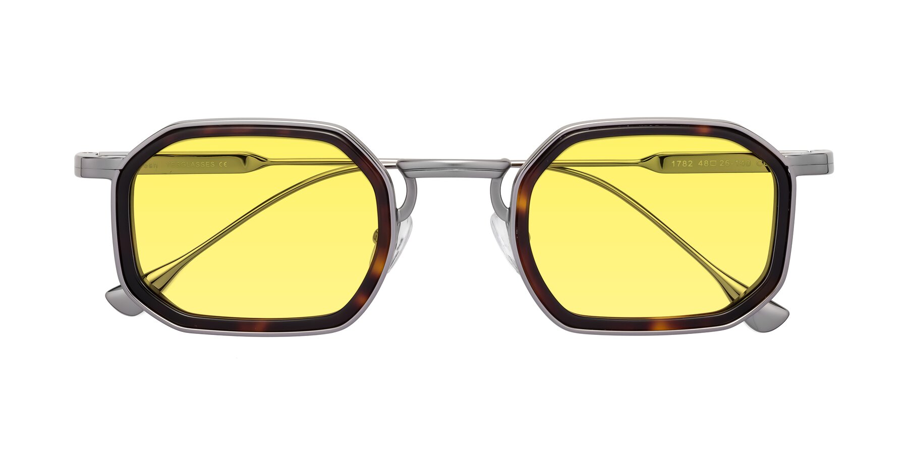 Folded Front of Fresh in Tortoise-Silver with Medium Yellow Tinted Lenses