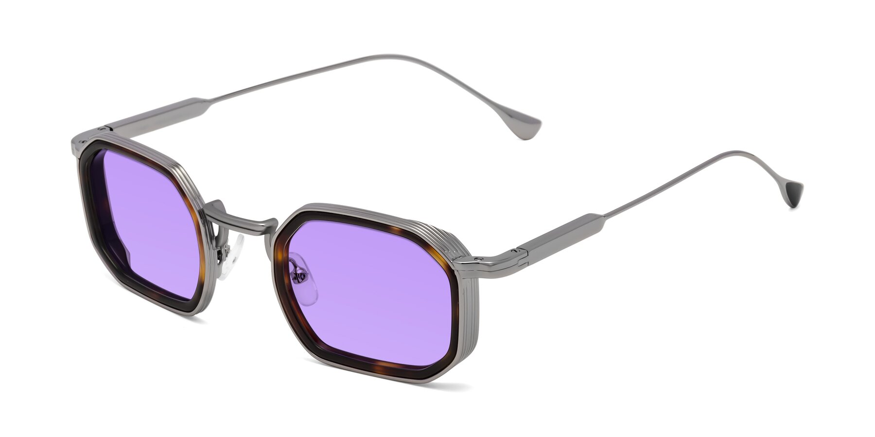 Angle of Fresh in Tortoise-Silver with Medium Purple Tinted Lenses