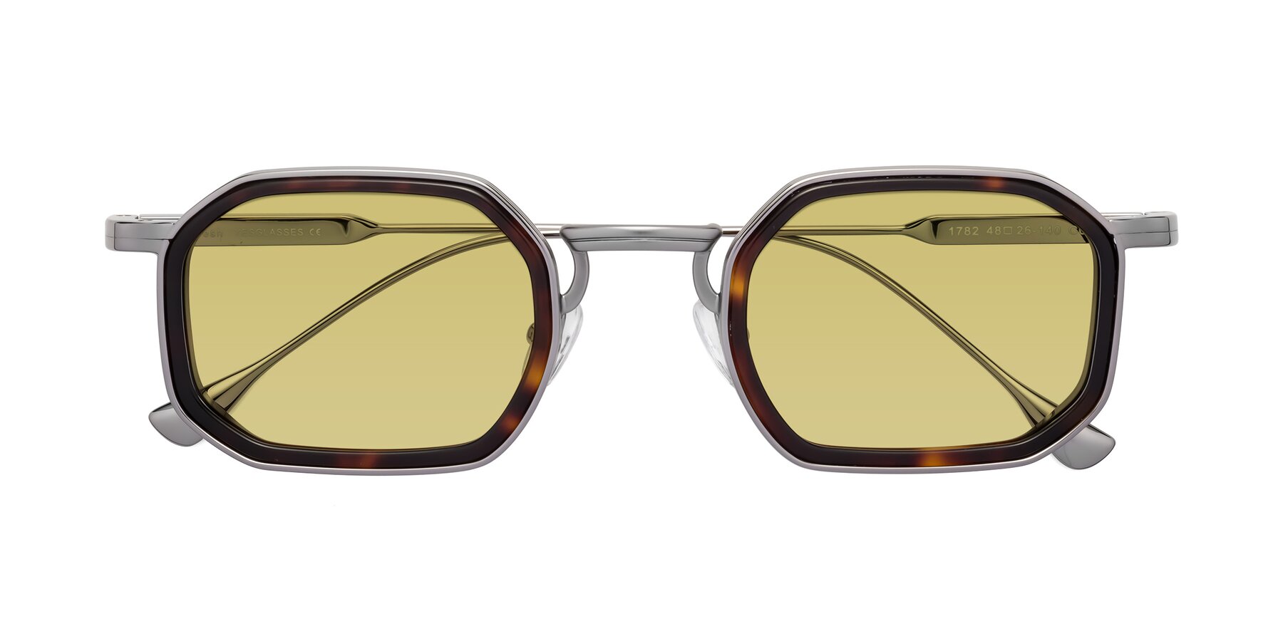 Folded Front of Fresh in Tortoise-Silver with Medium Champagne Tinted Lenses