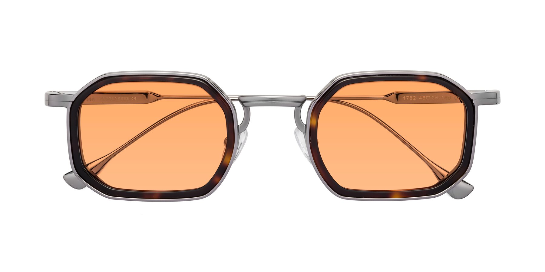 Folded Front of Fresh in Tortoise-Silver with Medium Orange Tinted Lenses