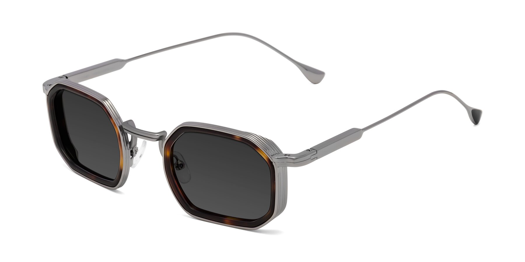 Angle of Fresh in Tortoise-Silver with Gray Tinted Lenses