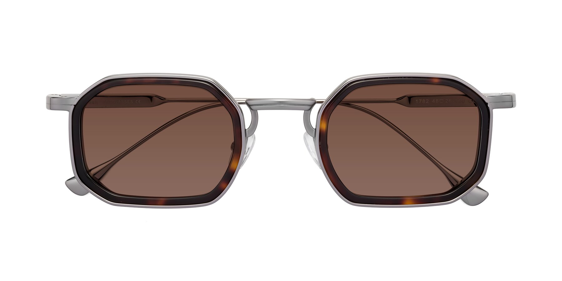 Folded Front of Fresh in Tortoise-Silver with Brown Tinted Lenses