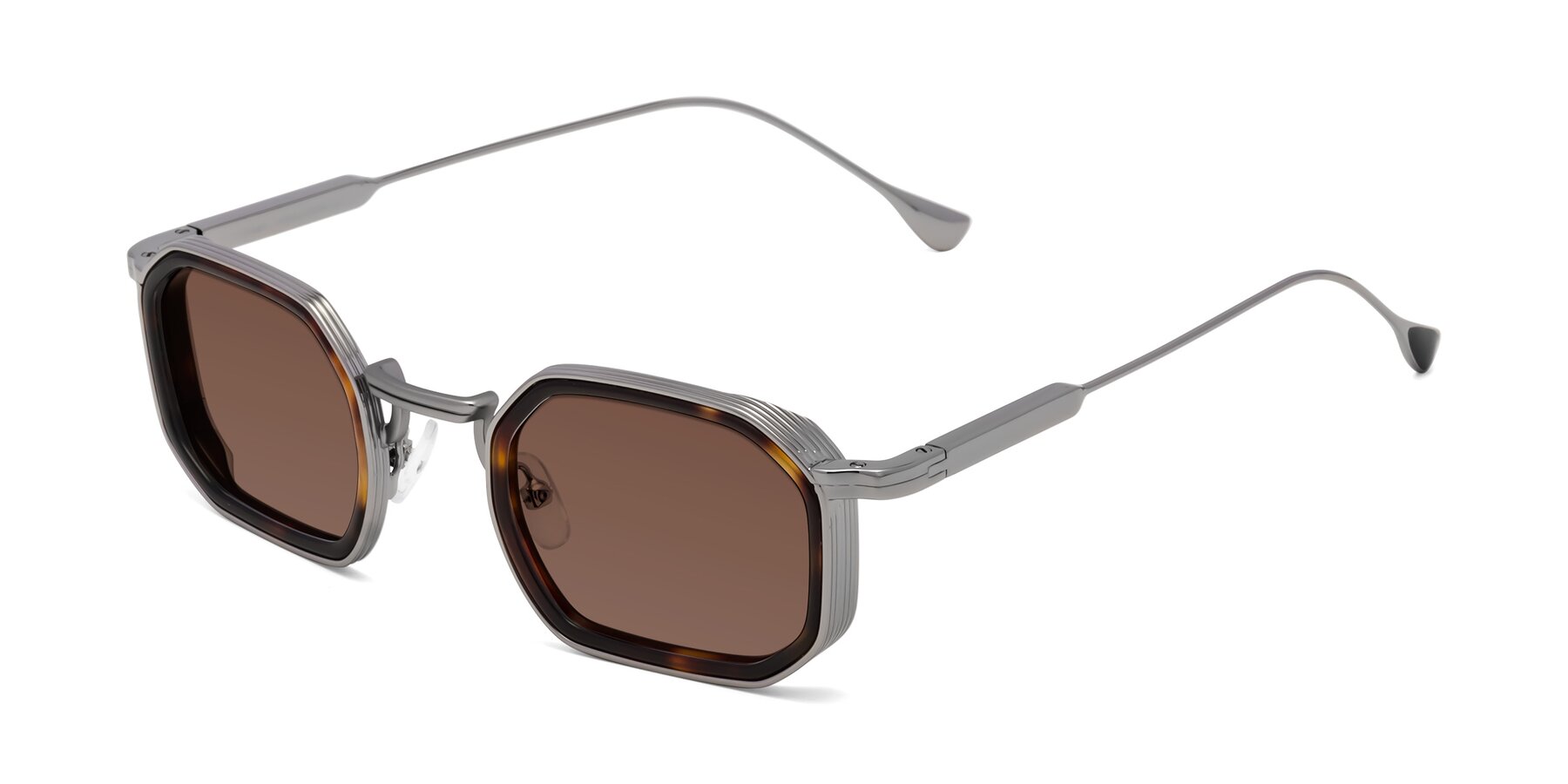 Angle of Fresh in Tortoise-Silver with Brown Tinted Lenses