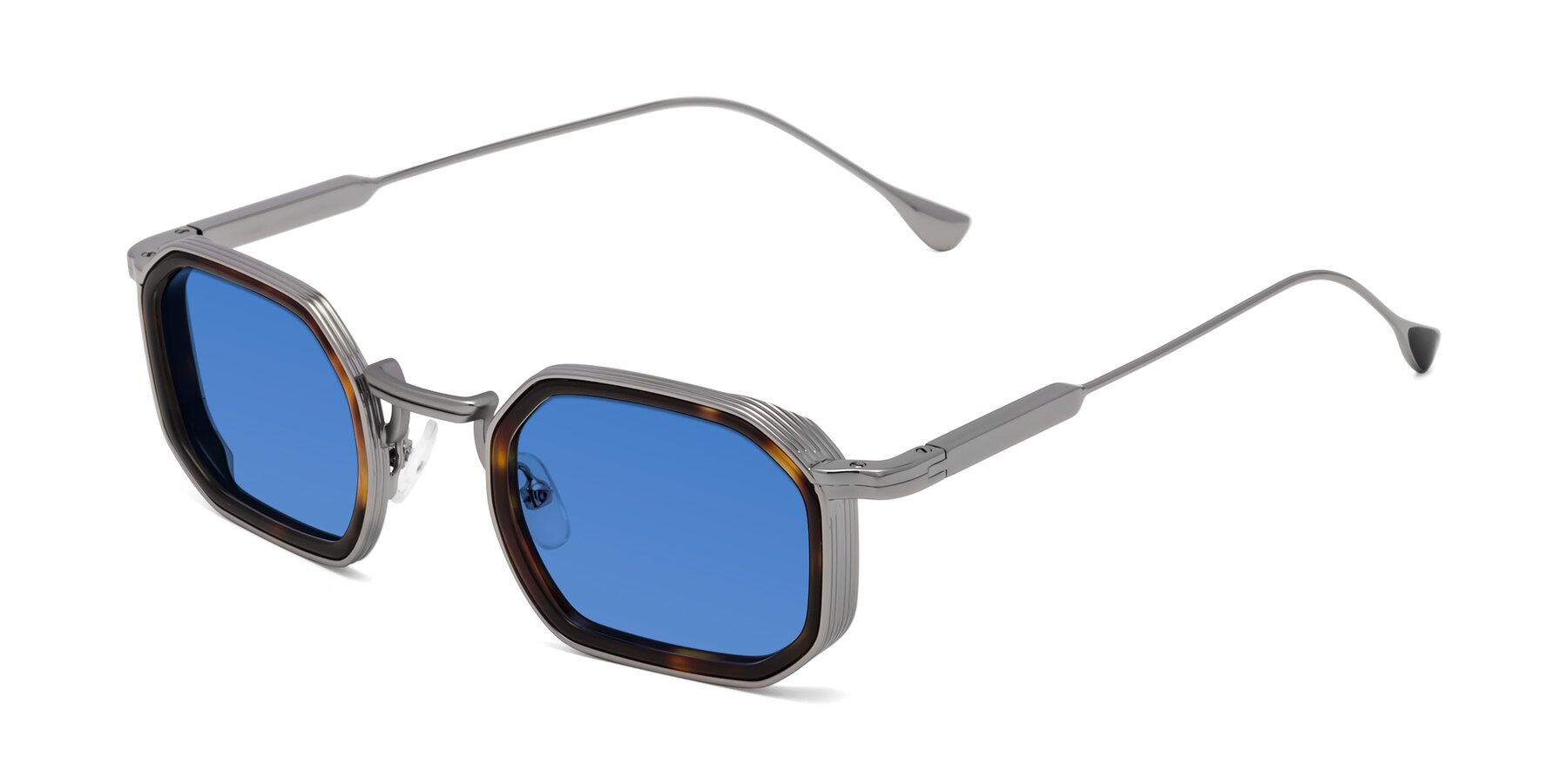 Angle of Fresh in Tortoise-Silver with Blue Tinted Lenses