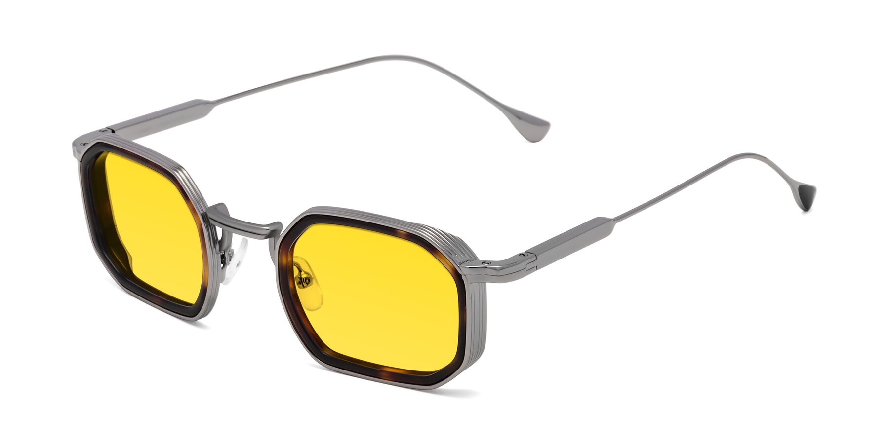Angle of Fresh in Tortoise-Silver with Yellow Tinted Lenses