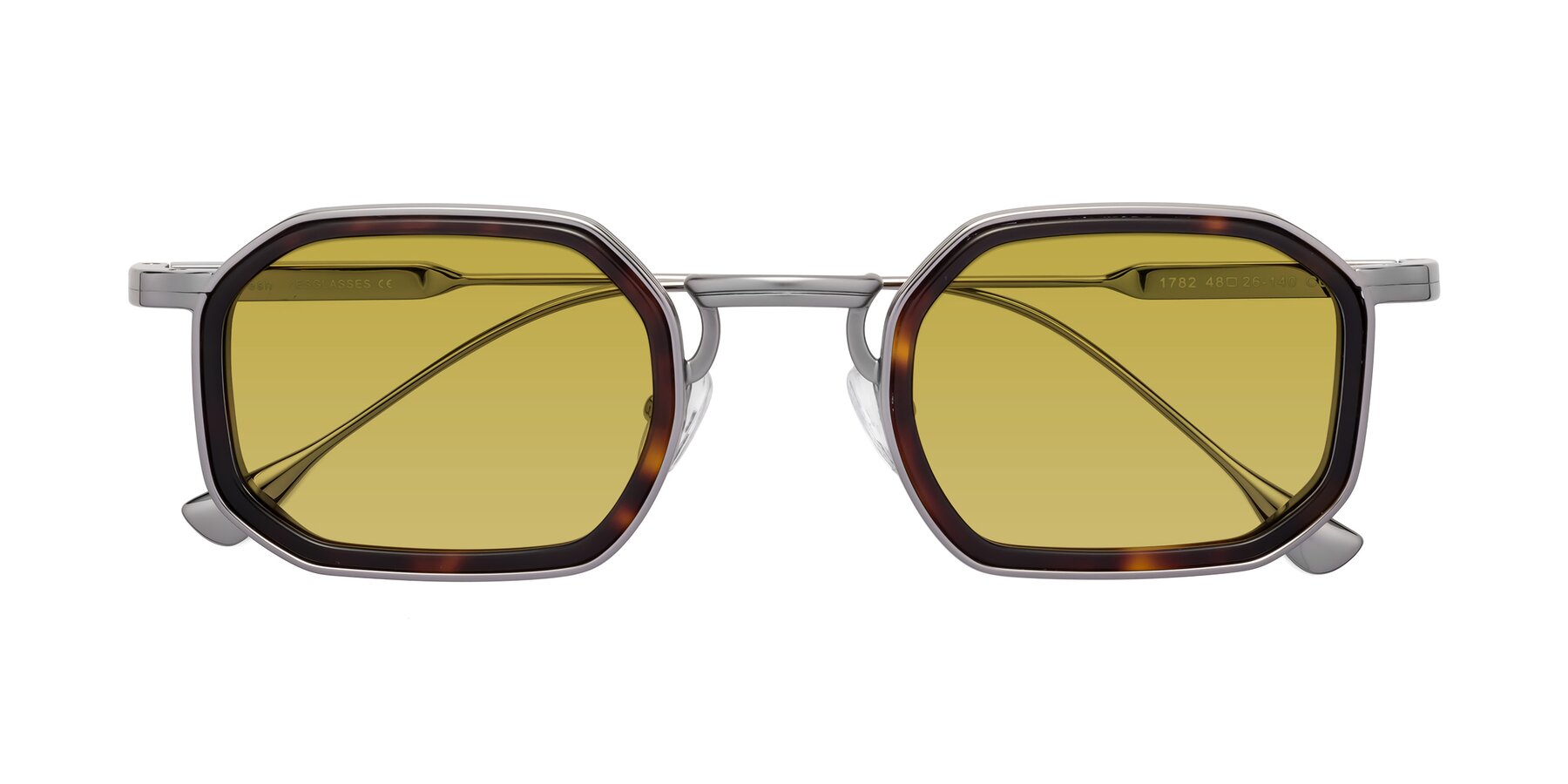 Folded Front of Fresh in Tortoise-Silver with Champagne Tinted Lenses