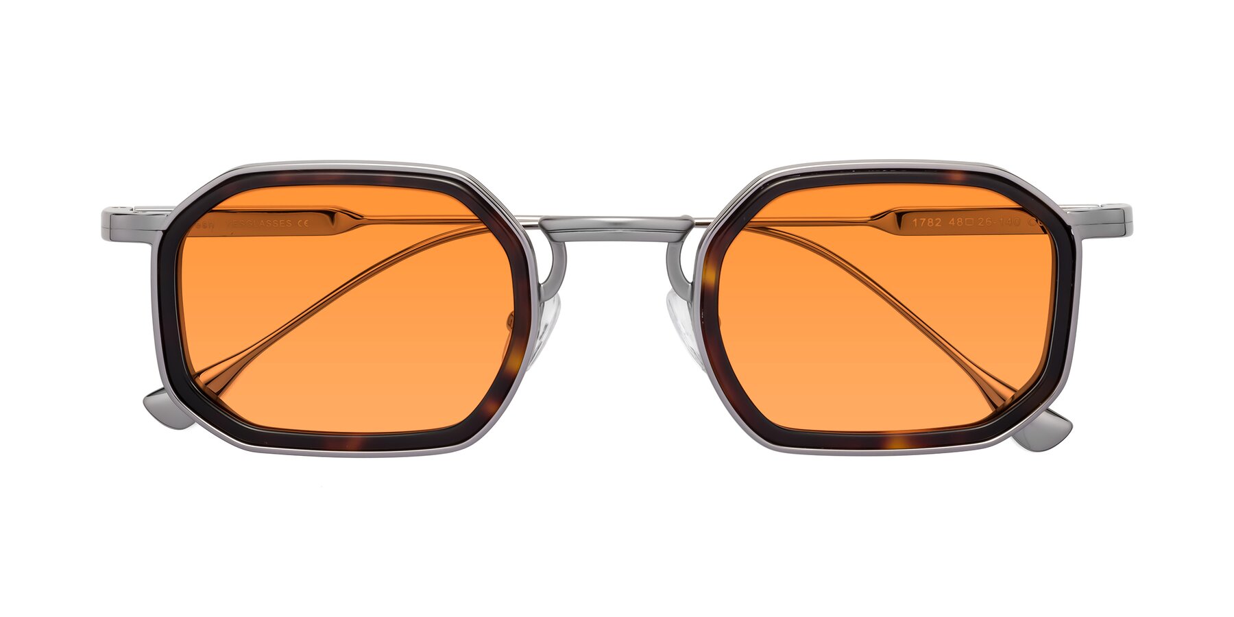 Folded Front of Fresh in Tortoise-Silver with Orange Tinted Lenses