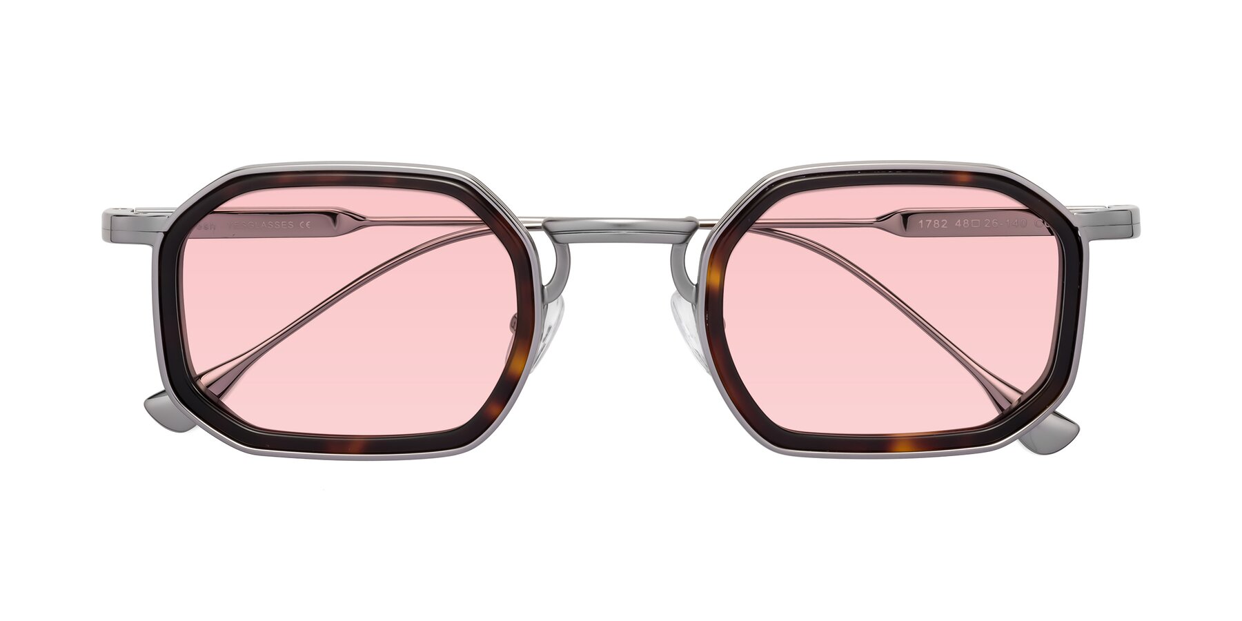 Folded Front of Fresh in Tortoise-Silver with Light Garnet Tinted Lenses