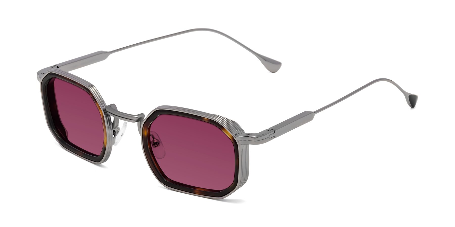 Angle of Fresh in Tortoise-Silver with Wine Tinted Lenses