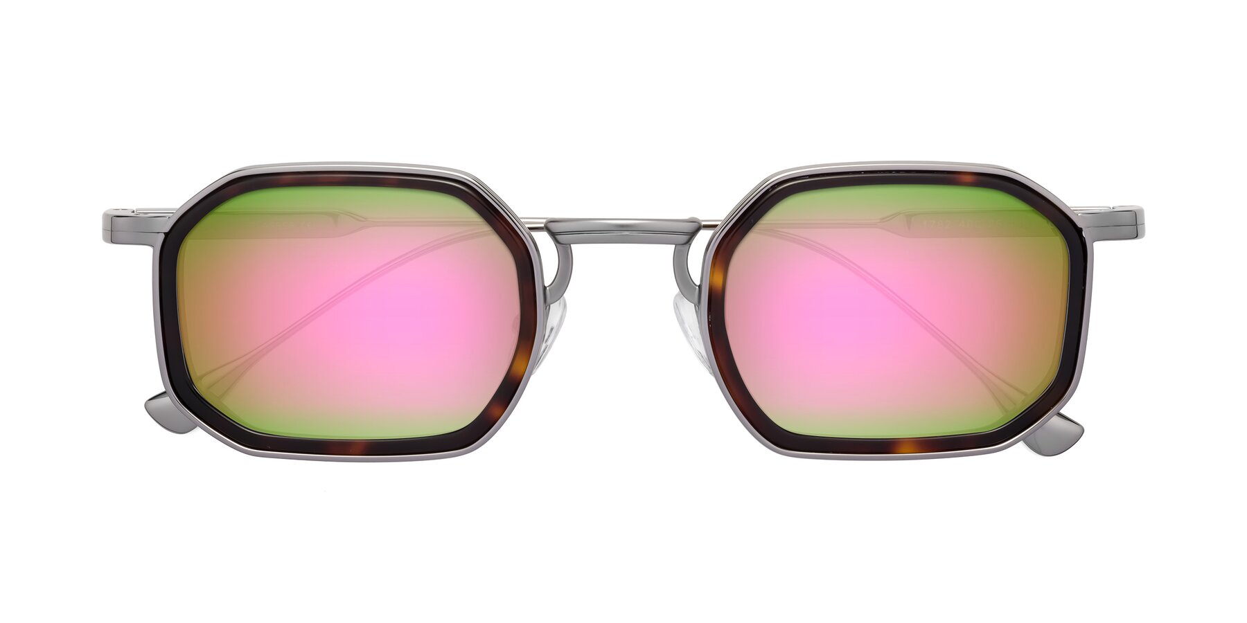 Folded Front of Fresh in Tortoise-Silver with Pink Mirrored Lenses