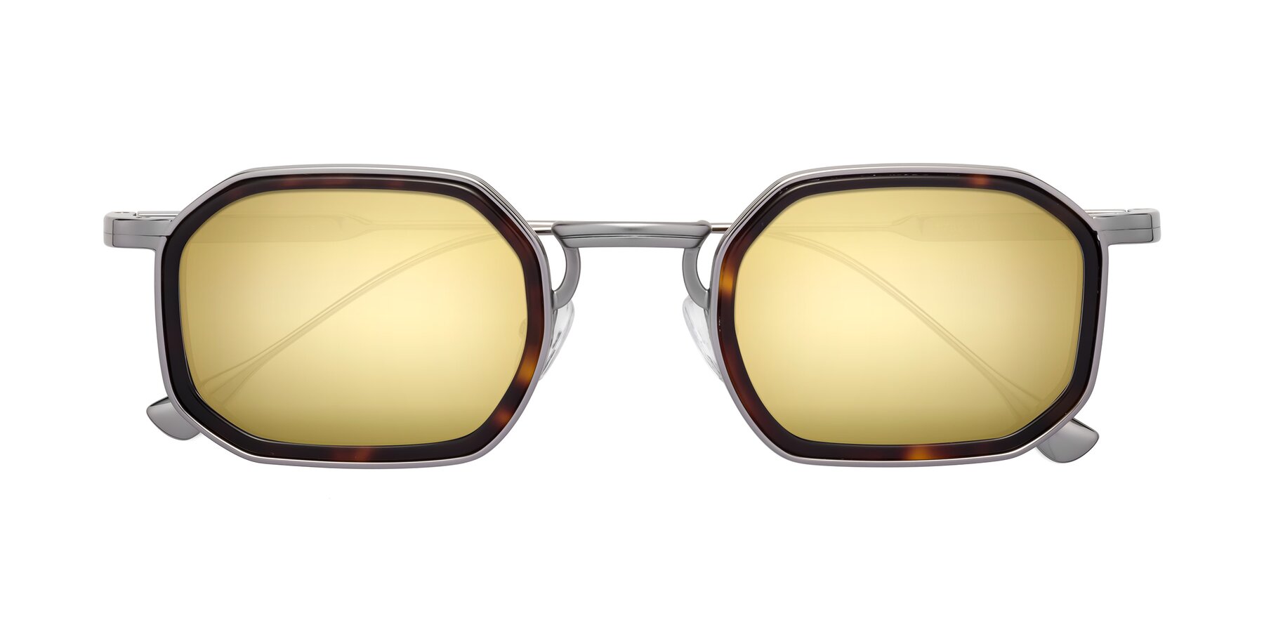Folded Front of Fresh in Tortoise-Silver with Gold Mirrored Lenses