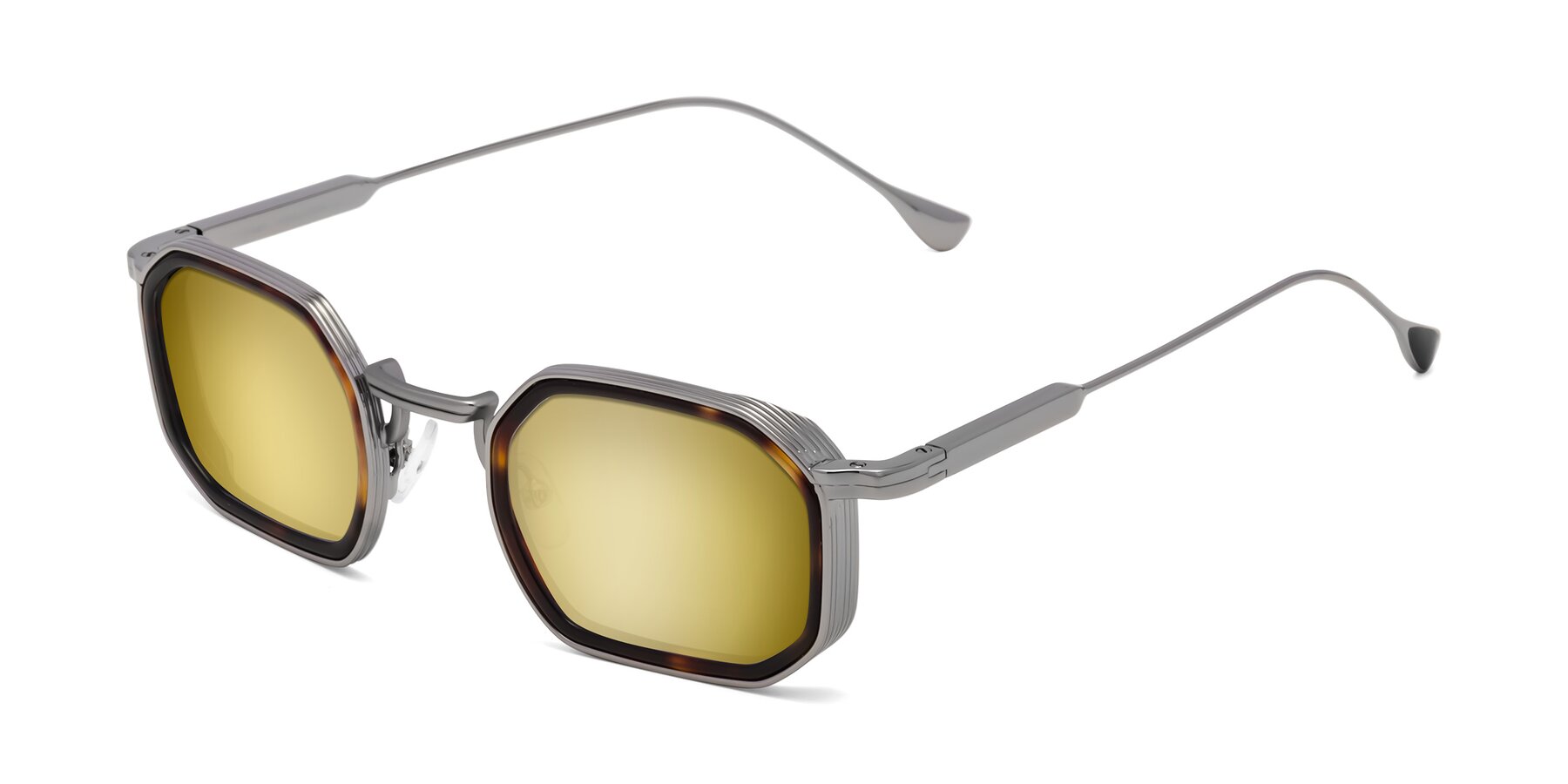 Angle of Fresh in Tortoise-Silver with Gold Mirrored Lenses