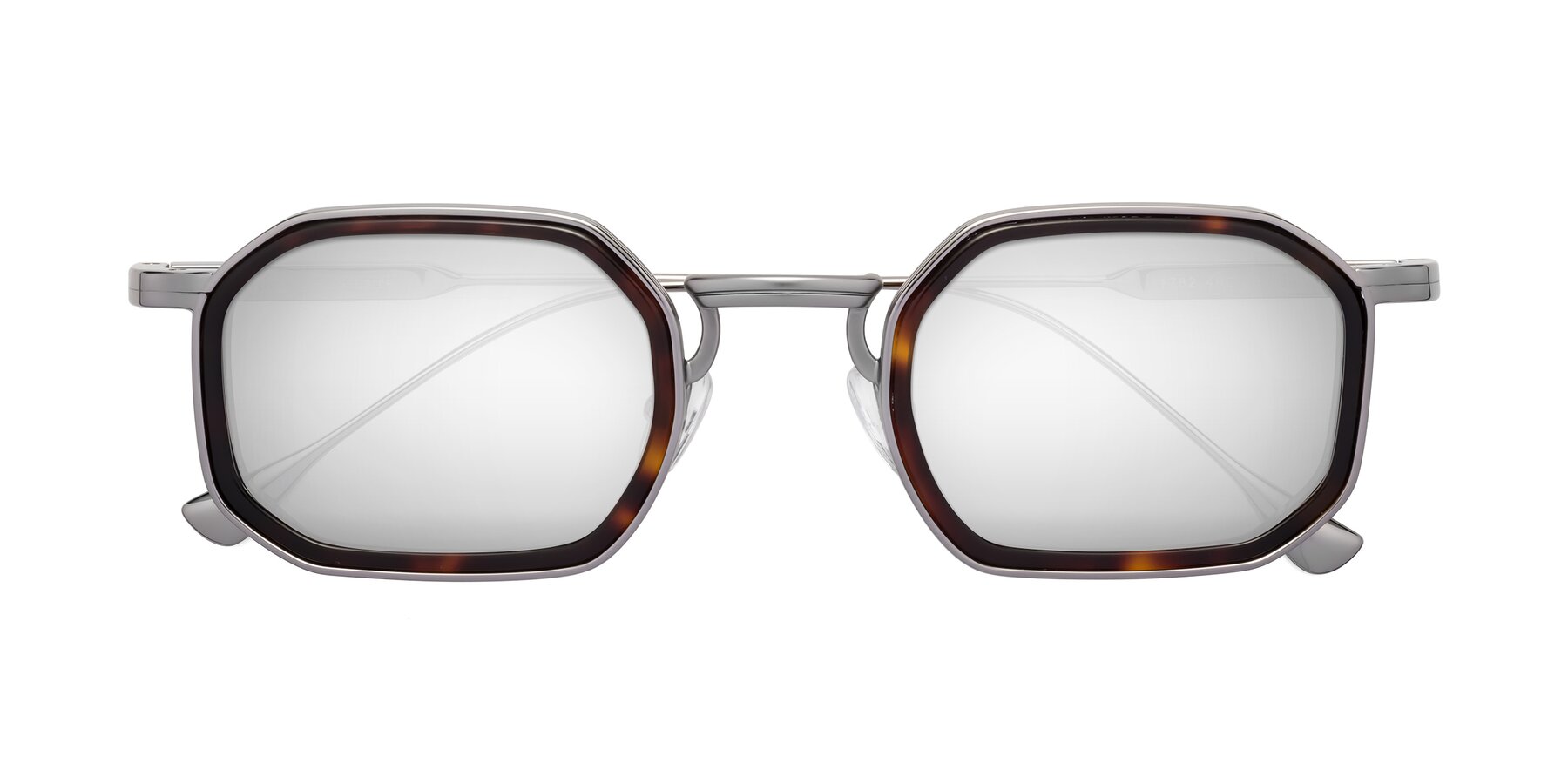 Folded Front of Fresh in Tortoise-Silver with Silver Mirrored Lenses