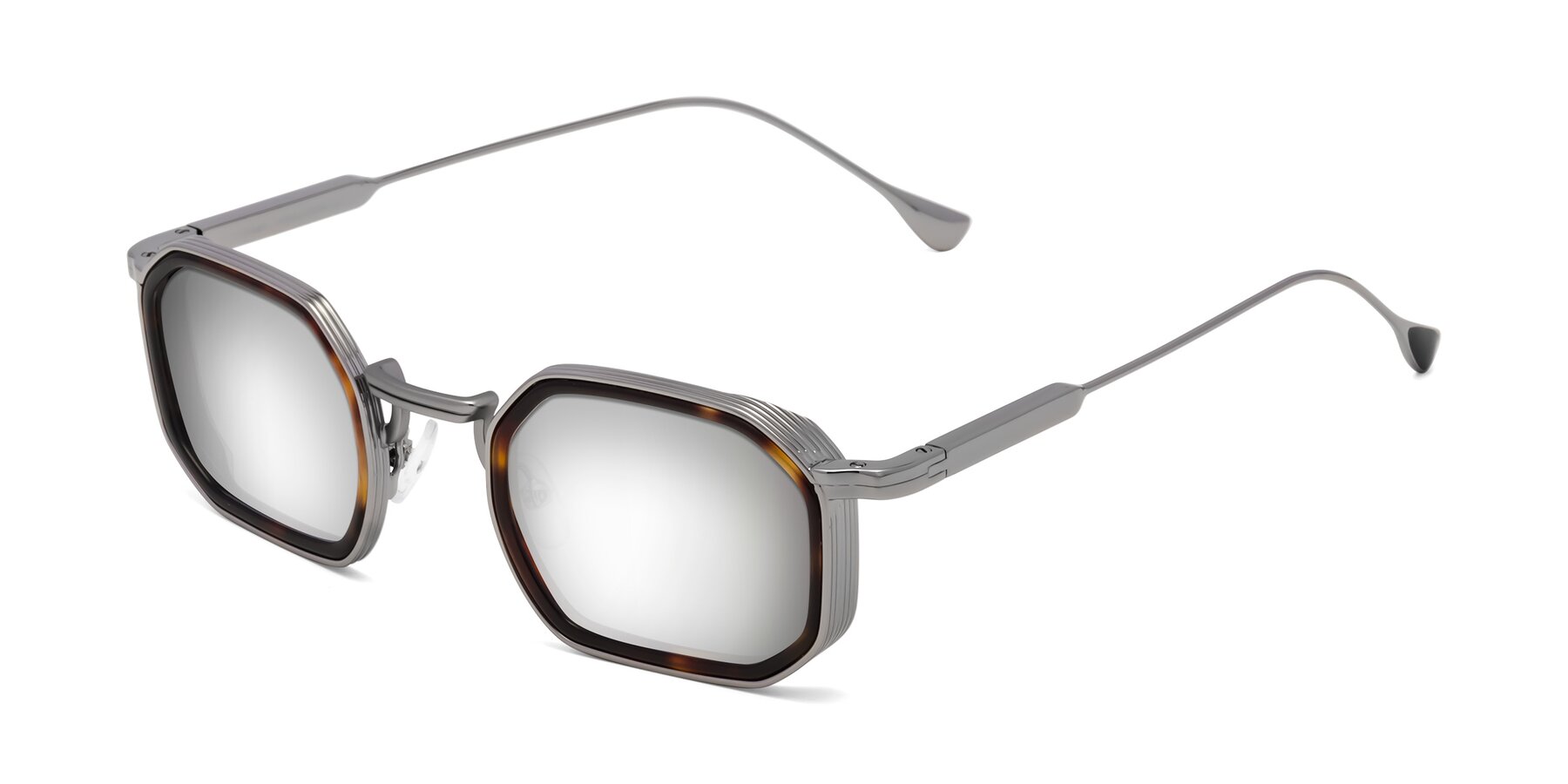 Angle of Fresh in Tortoise-Silver with Silver Mirrored Lenses
