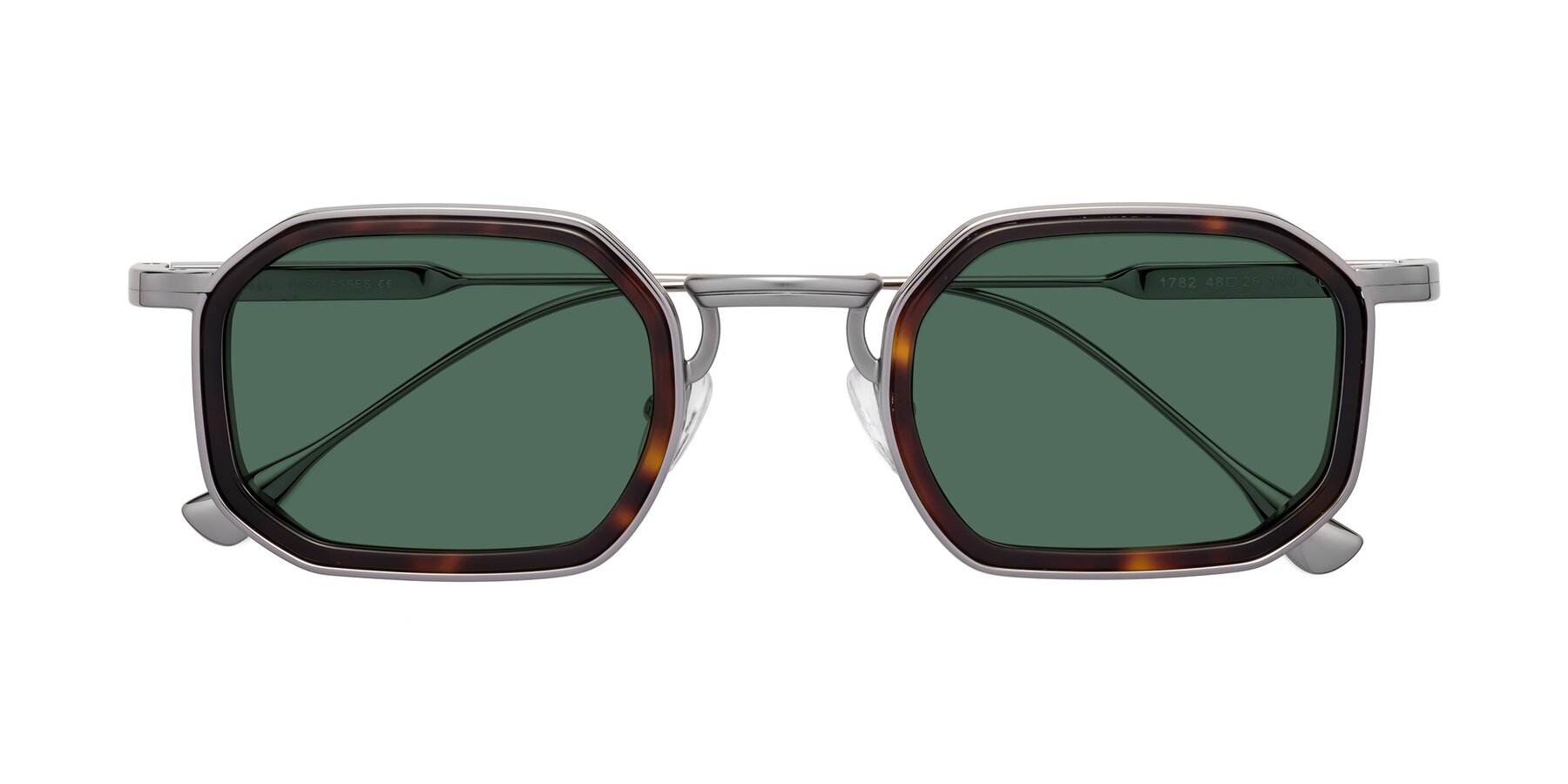 Folded Front of Fresh in Tortoise-Silver with Green Polarized Lenses
