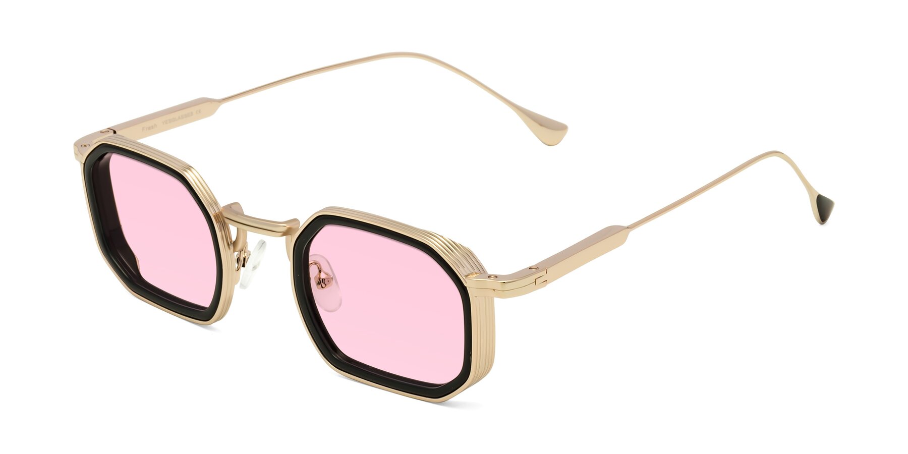 Angle of Fresh in Black-Gold with Light Pink Tinted Lenses