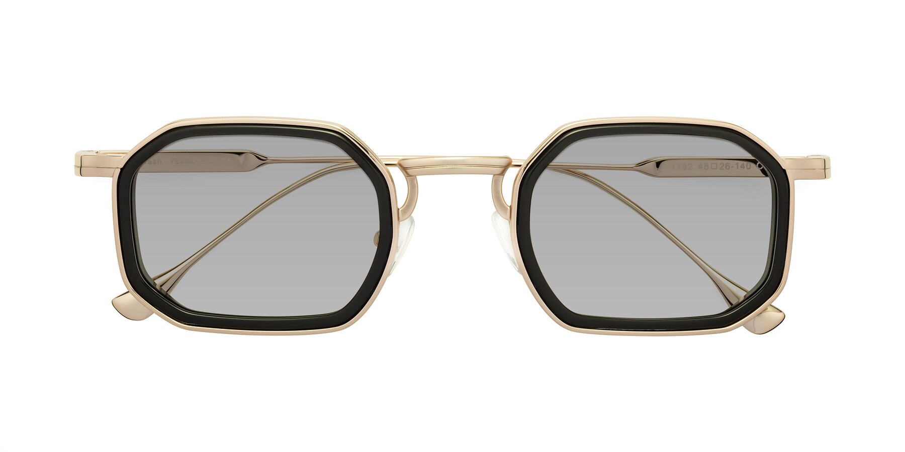 Folded Front of Fresh in Black-Gold with Light Gray Tinted Lenses