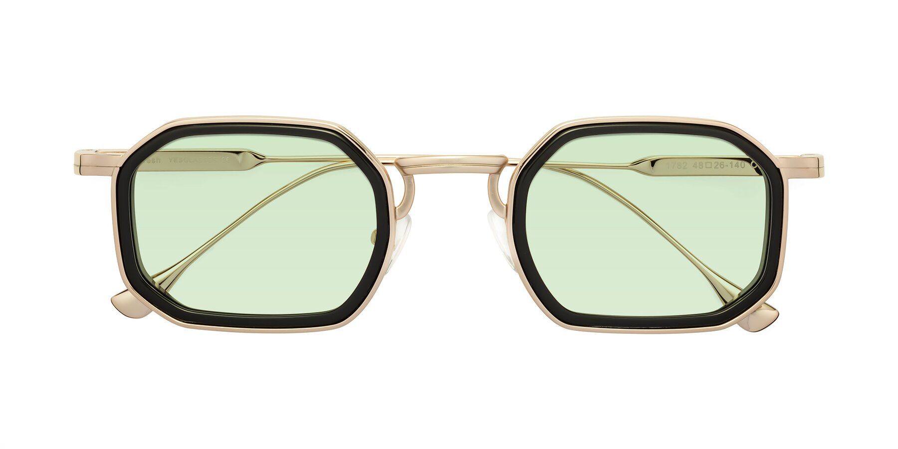 Folded Front of Fresh in Black-Gold with Light Green Tinted Lenses