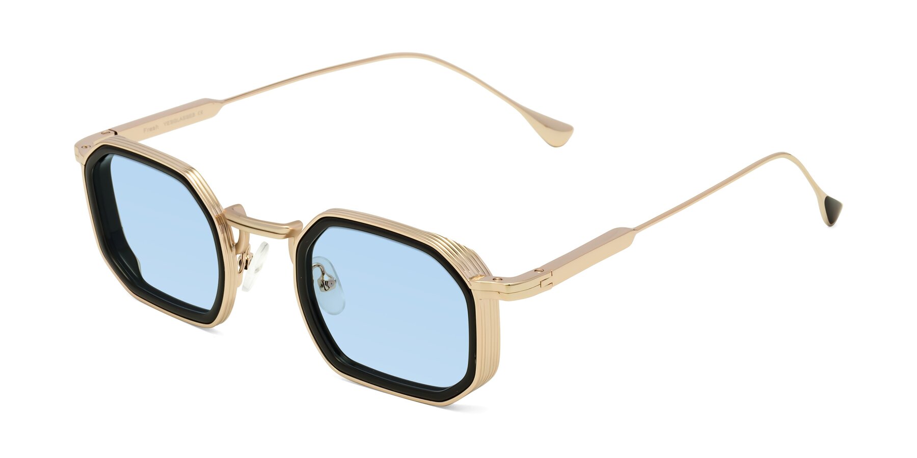 Angle of Fresh in Black-Gold with Light Blue Tinted Lenses